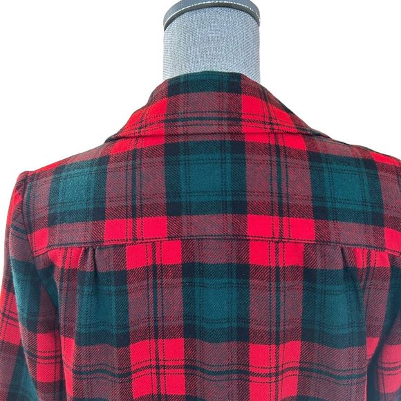 Pendleton Vintage 60’s Plaid Red and Green Wool Shacket Blazer Size S/M - Picture 4 of 10